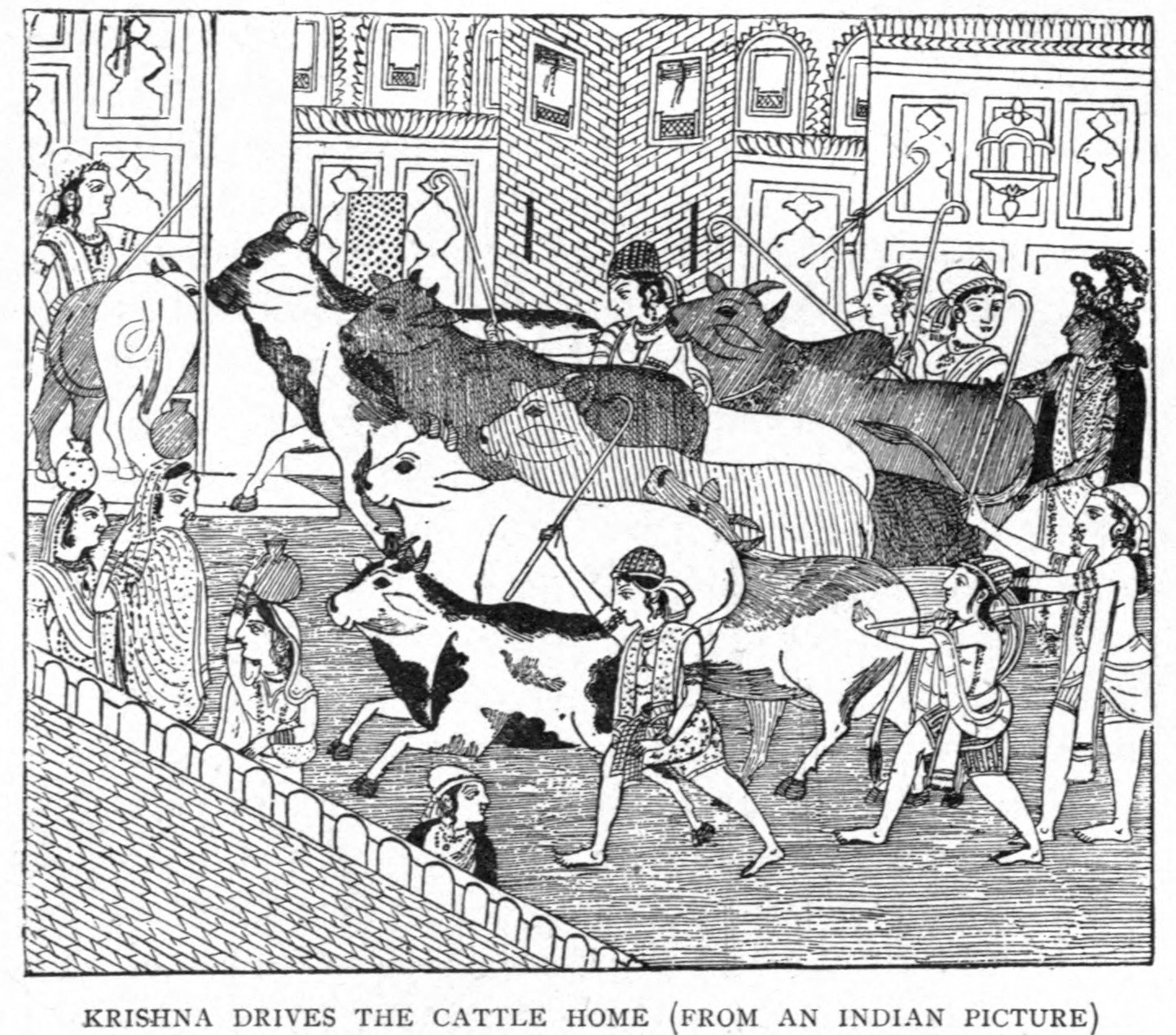 Krishna Drives Cattle