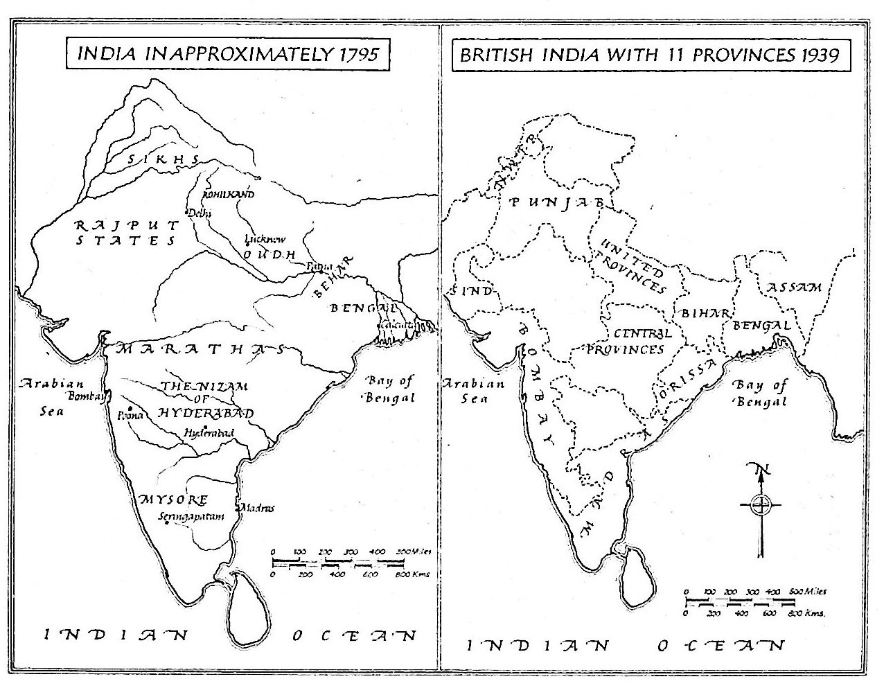 Map of India 1795-1939